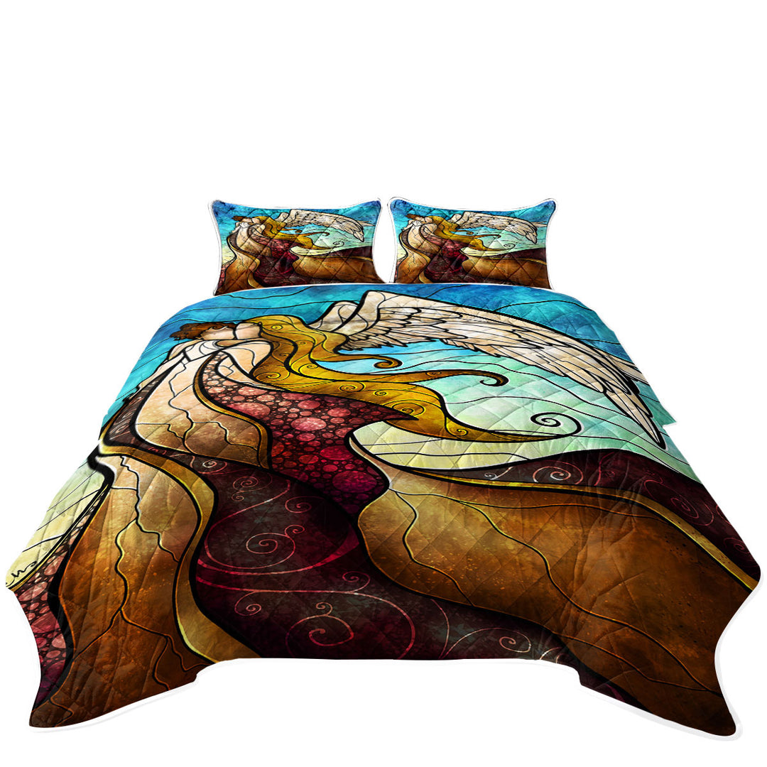 Stained Glass Art In the Arms of the Angel Bed Coverlet