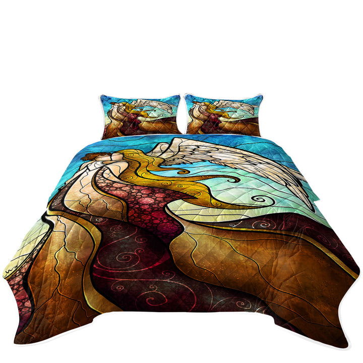 Stained Glass Art In the Arms of the Angel Bed Coverlet
