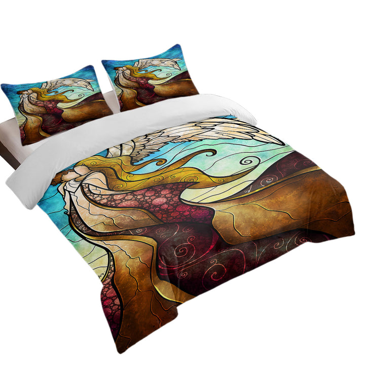 Stained Glass Art In the Arms of the Angel Duvet Covers