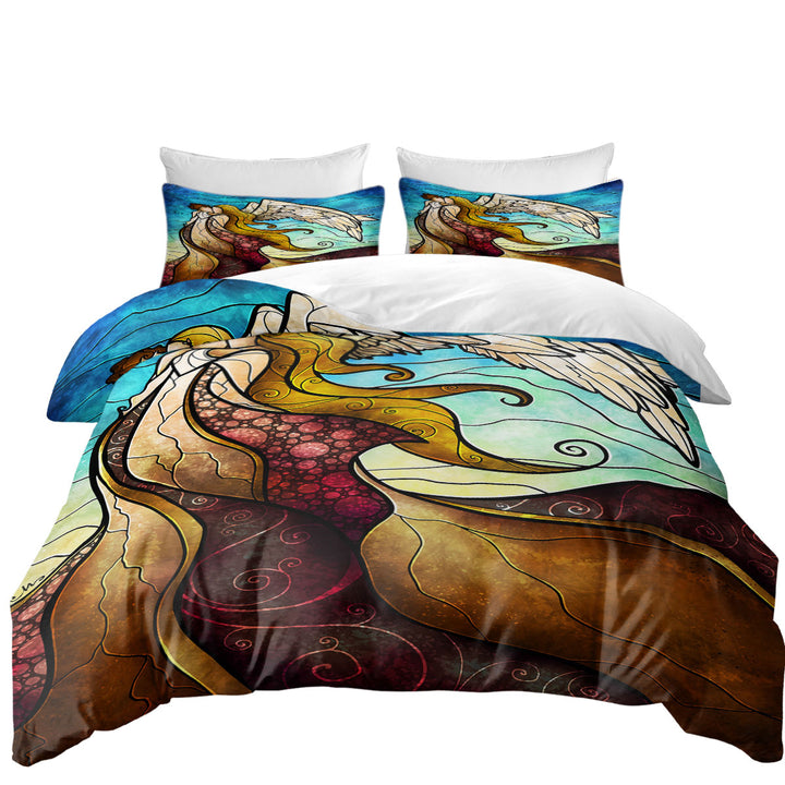 Stained Glass Art In the Arms of the Angel Quilt Cover