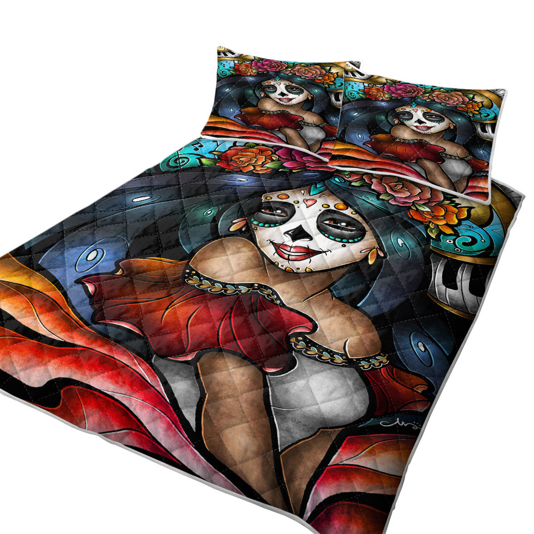 Stained Glass Art La Catrina Day of the Dead Quilt