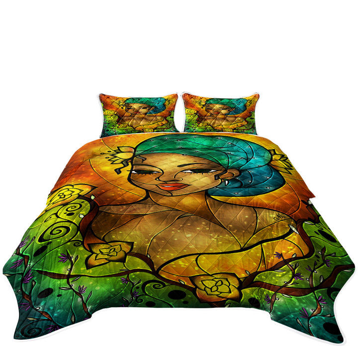 Stained Glass Art Lady Creole African Woman Quilt