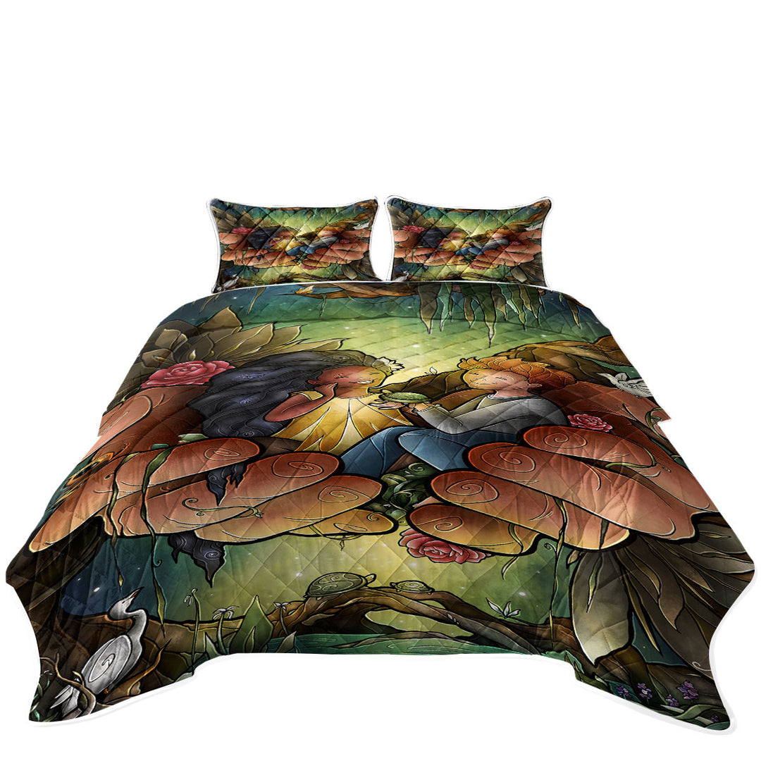 Stained Glass Art Love One Another Tropical Jungle Summer Quilt