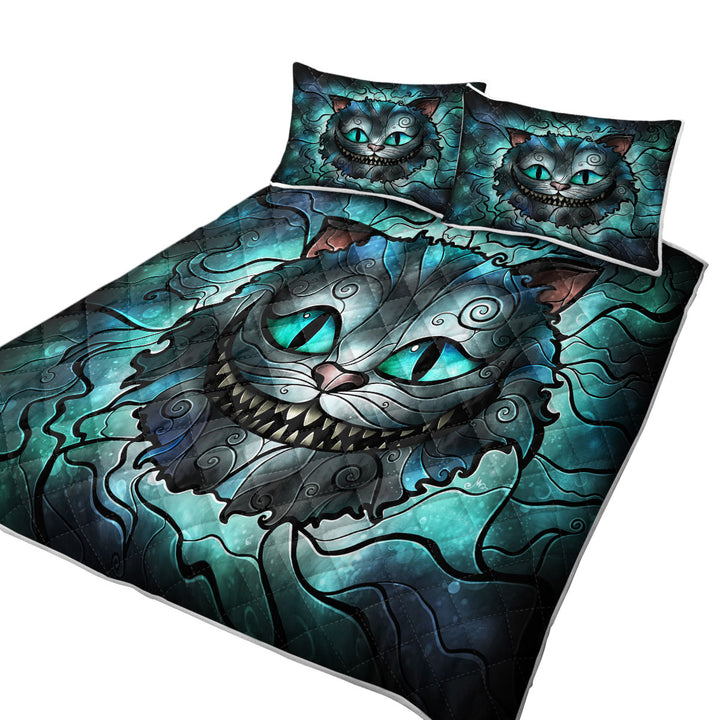 Stained Glass Art Mad Kitty Cheshire Cat Coverlet