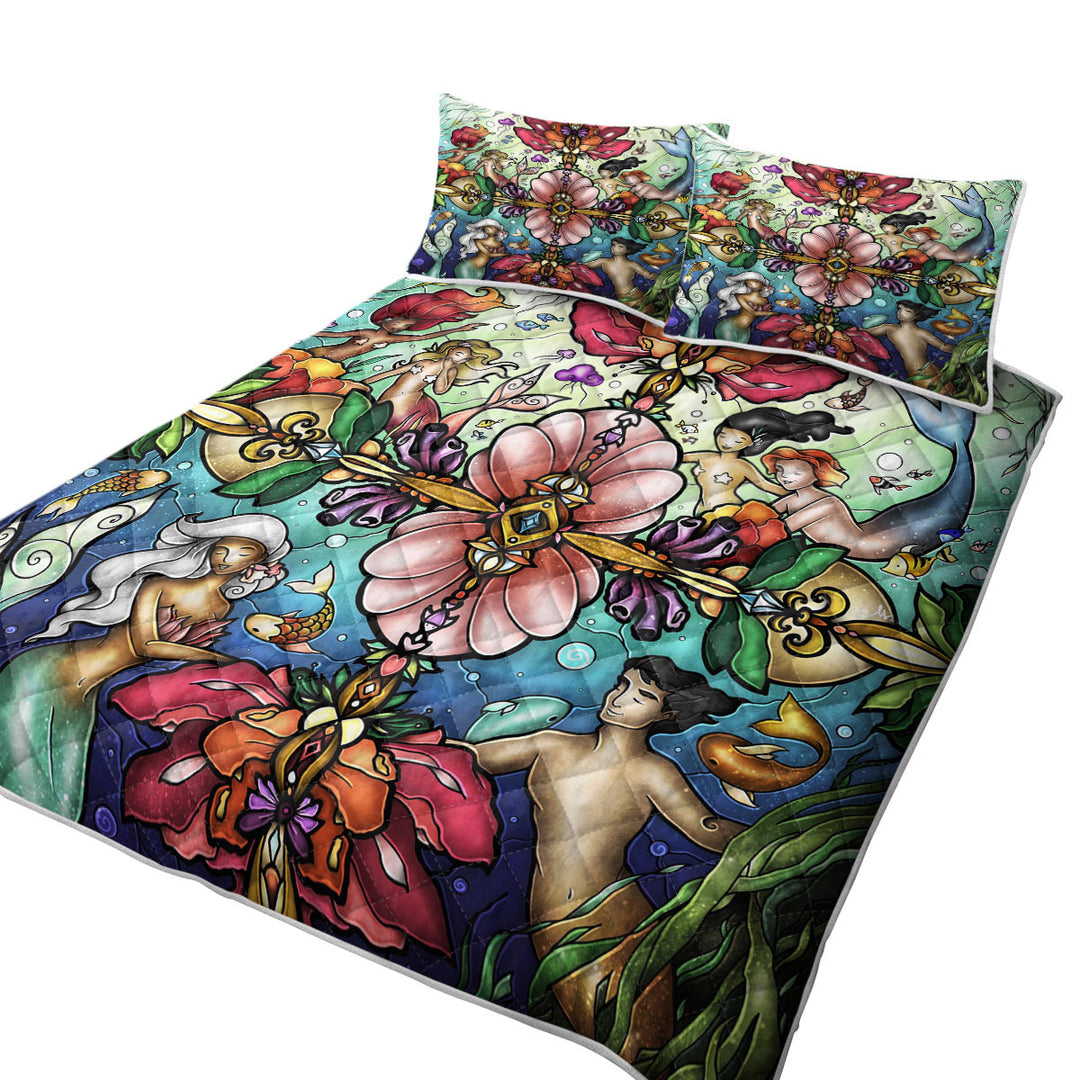 Stained Glass Art Matchmaker Maze Mermaids World Coverlets