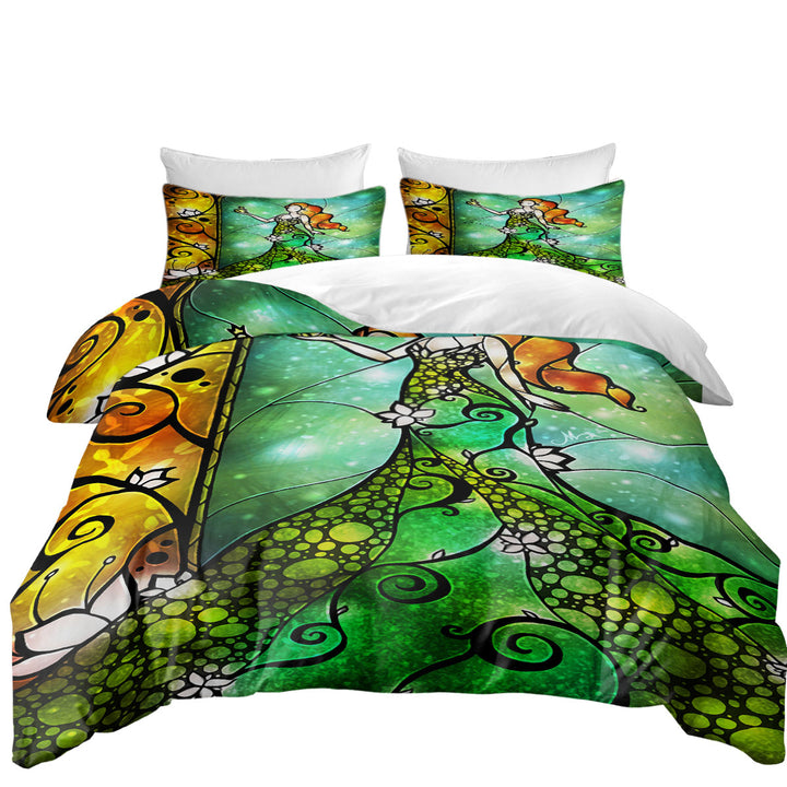 Stained Glass Art Princess Fairy Tale Frog Prince King Quilt Cover