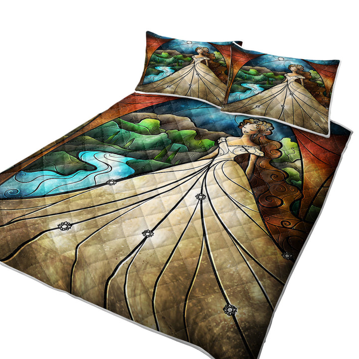 Stained Glass Art Rapunzel Fairy Tale Princess Quilt