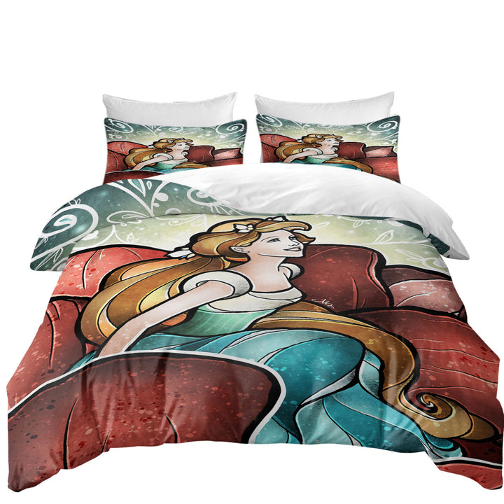 Stained Glass Art Rose Fairy Tale Princess Duvet Cover