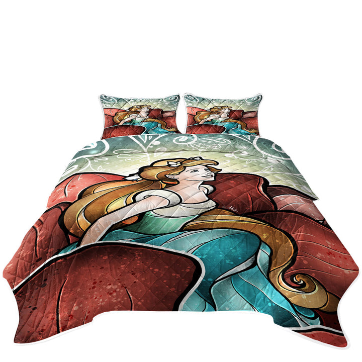 Stained Glass Art Rose Fairy Tale Princess Quilt Blanket