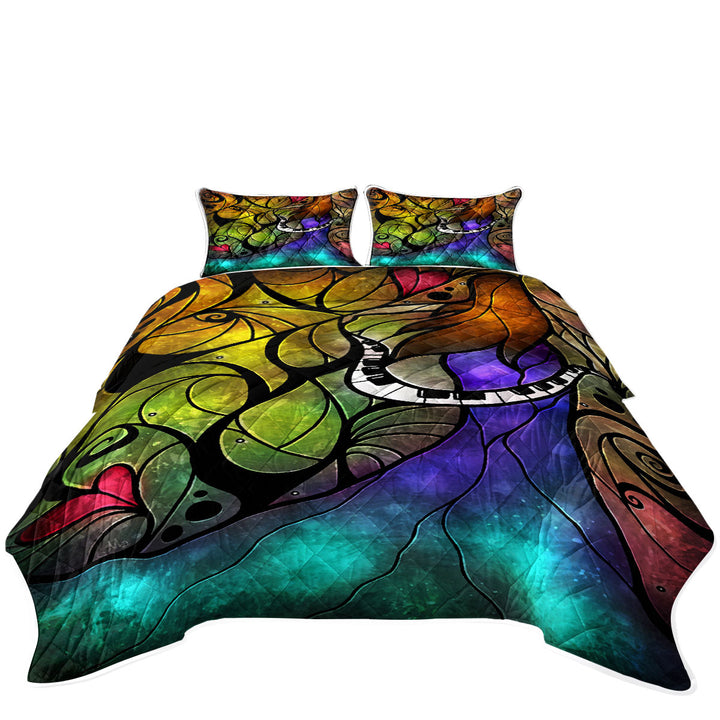 Stained Glass Art So this is Love Piano Keys Quilt Bedspreads