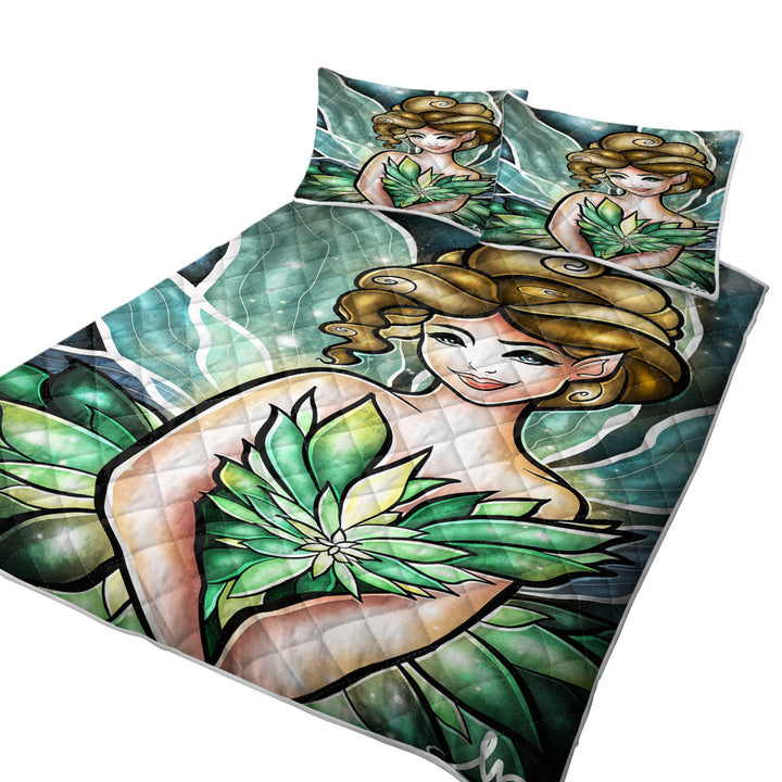 Stained Glass Art The Green Fairy Day Bed Covers