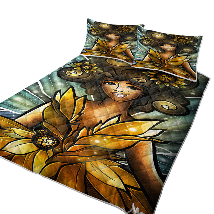 Stained Glass Art The Light Bearer Fairy Quilt Bedspreads