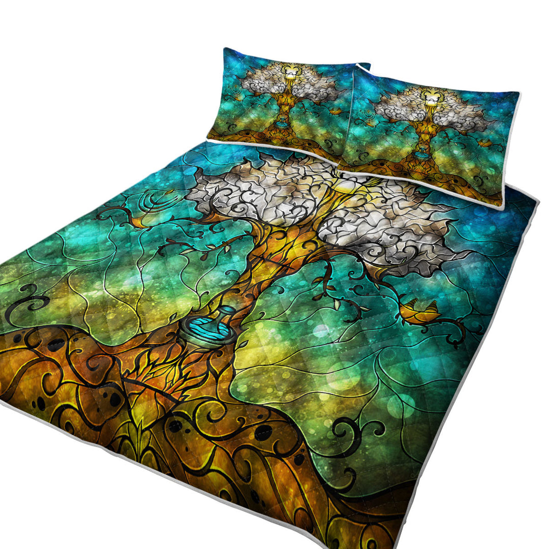 Stained Glass Art The Tree Of Life King Quilt