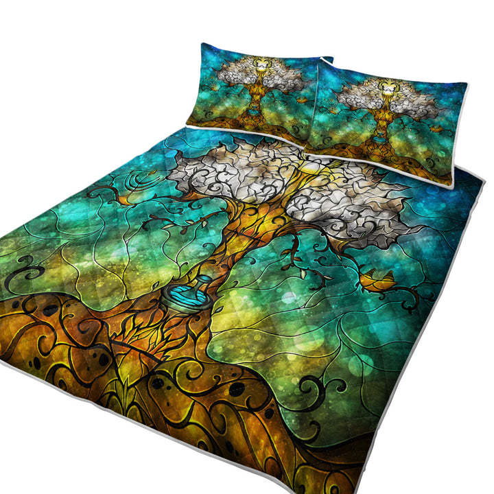 Stained Glass Art The Tree Of Life King Quilt