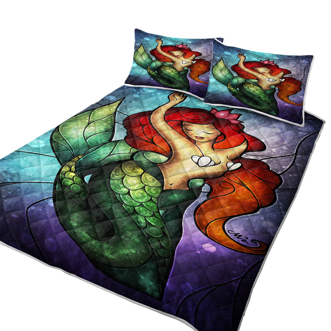 Stained Glass Art Undersea Dreaming Mermaid Quilts