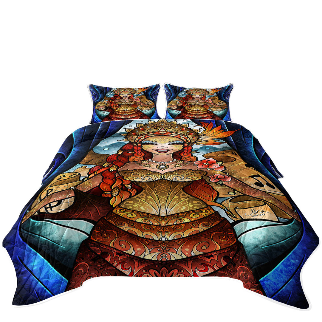 Stained Glass Art Unique Opera Singer Prima Donna King Quilt