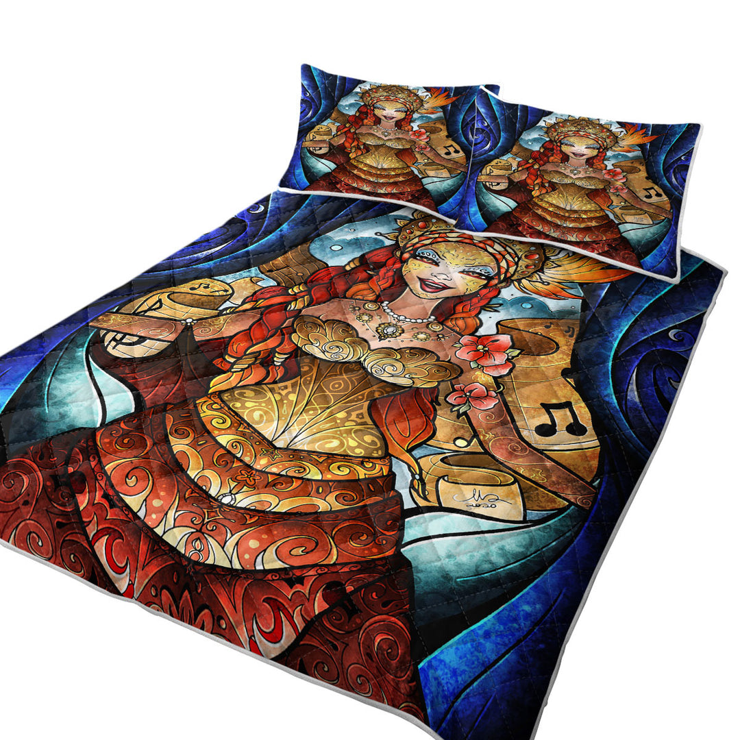 Stained Glass Art Unique Opera Singer Prima Donna Summer Quilt