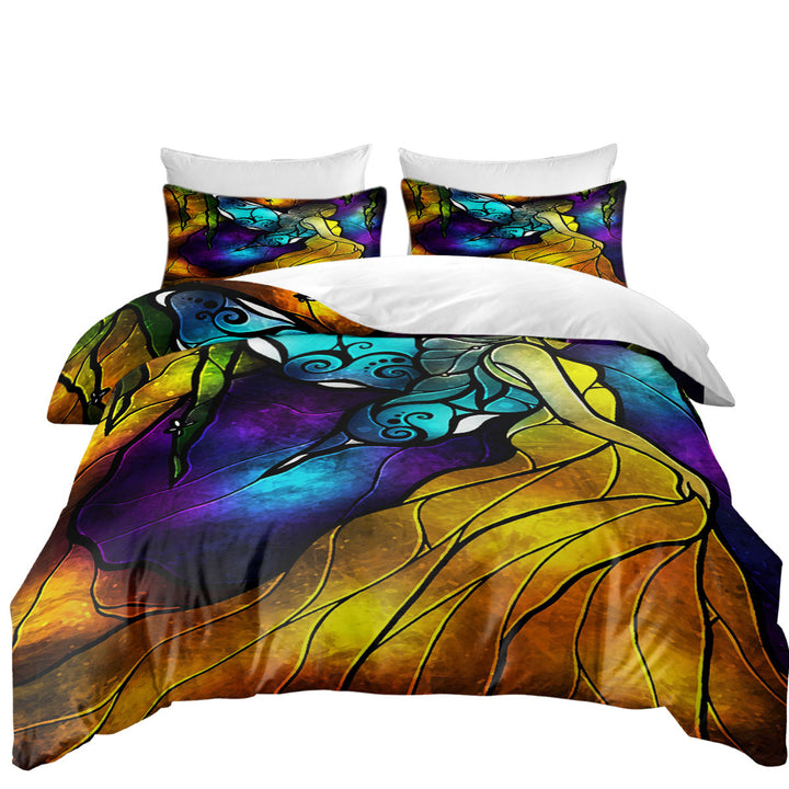 Stained Glass Art Walk to Forget Butterfly Fairy Daybed Covers Sets