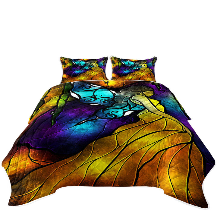 Stained Glass Art Walk to Forget Butterfly Fairy Quilt