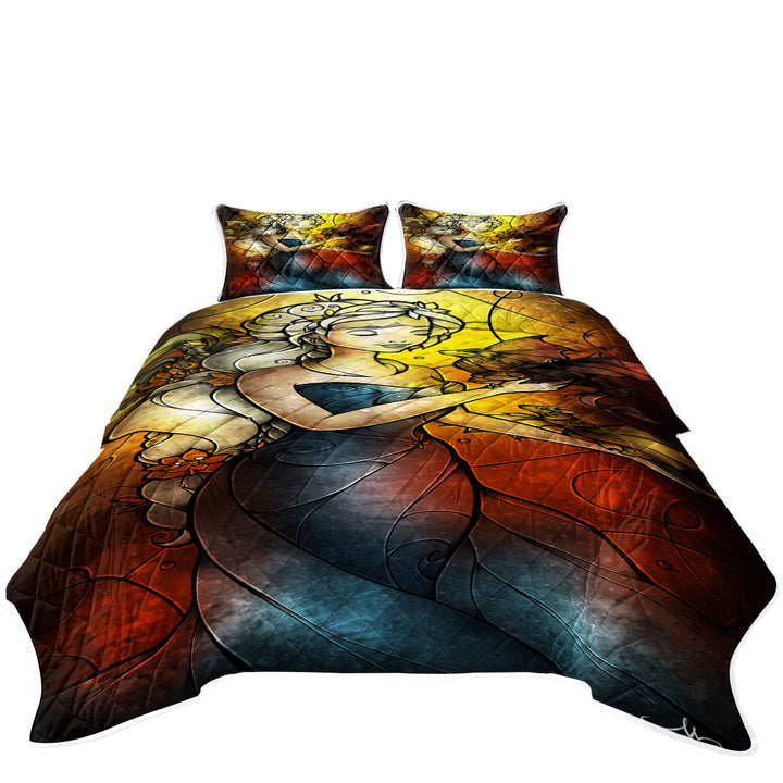 Stained Glass Art the Dragon Princess Coverlets