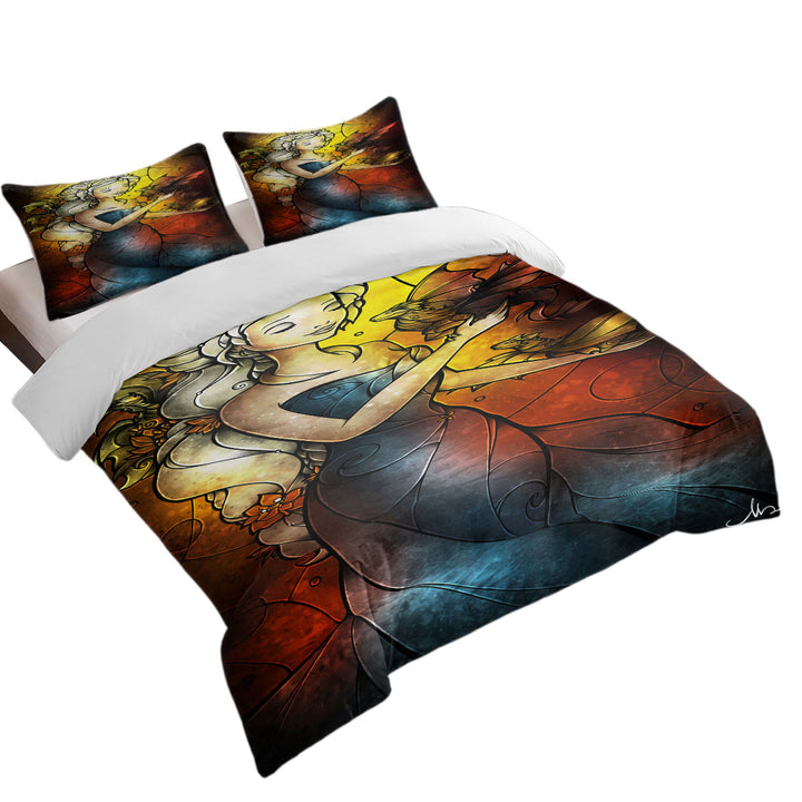 Stained Glass Art the Dragon Princess Duvet Cover