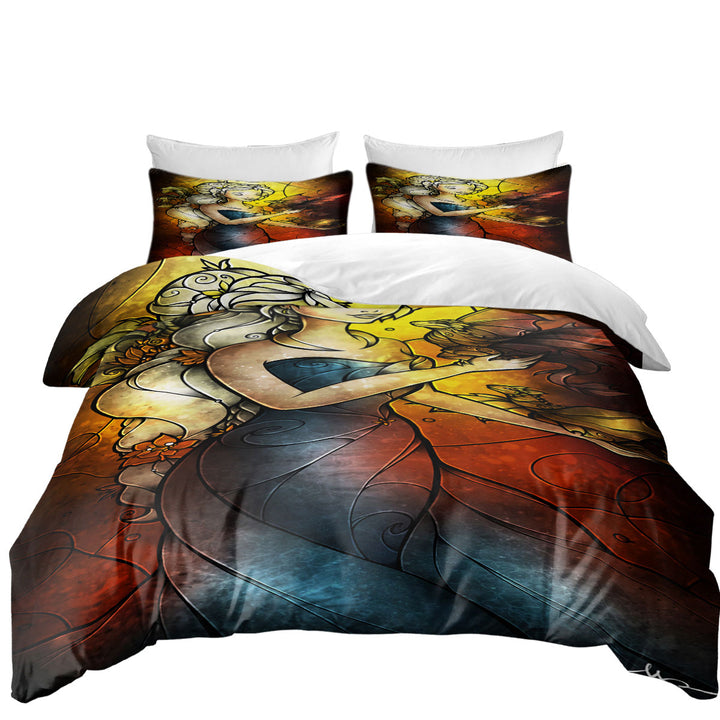 Stained Glass Art the Dragon Princess Duvet Covers