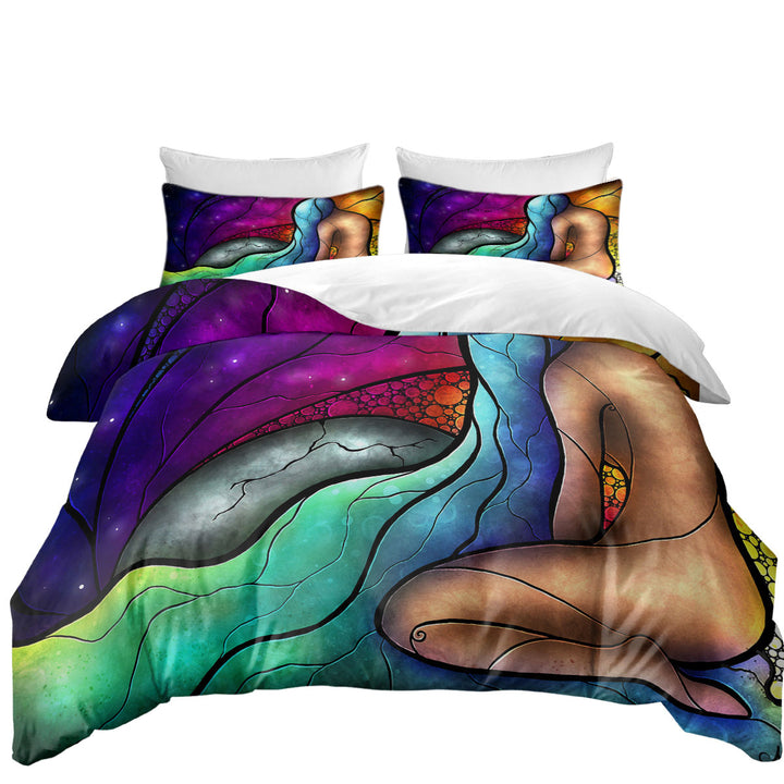 Stained Glass Art the Heartbroken Sad Woman Coverlets
