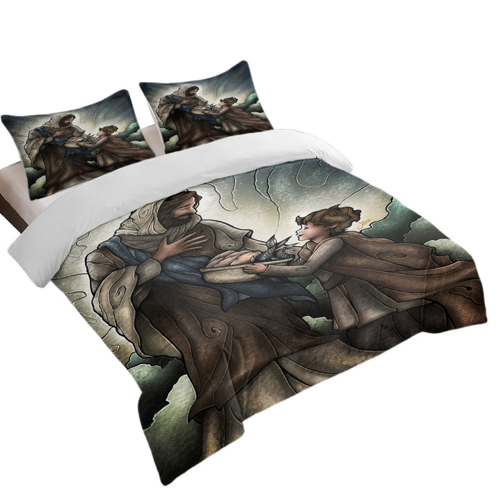Stained Glass Christian Art Fish and Bread Jesus Good Duvet Covers