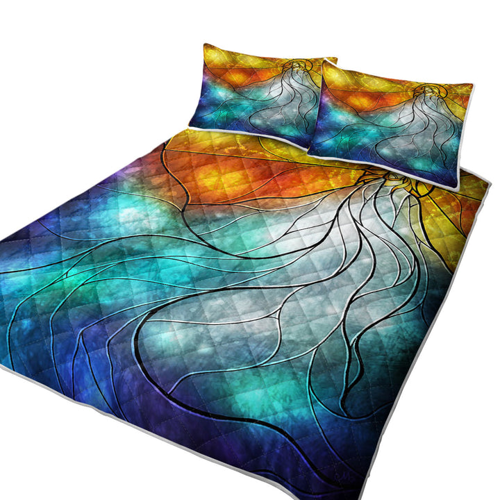 Stained Glass Christian Art God My Redeemer Lives Quilt