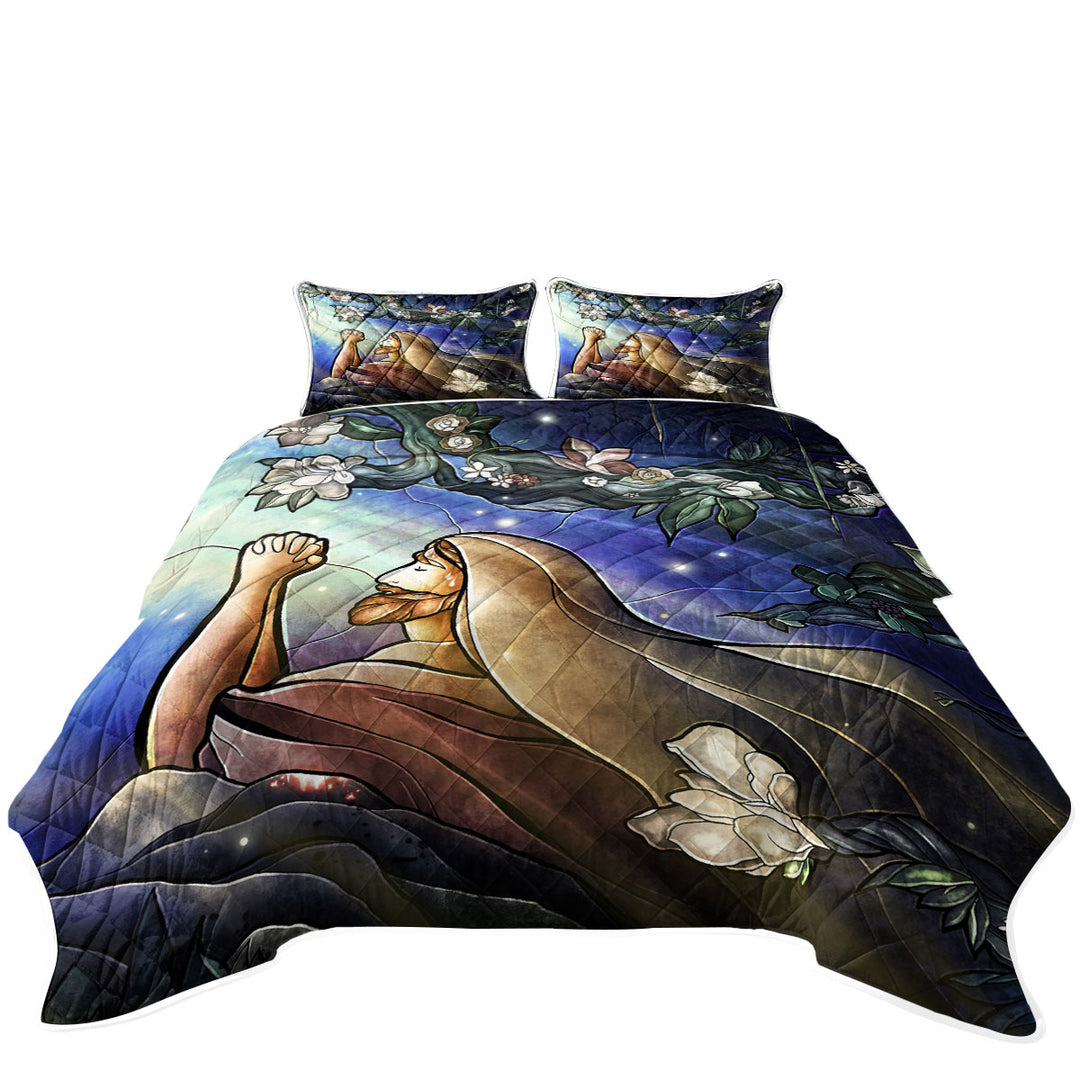 Stained Glass Christian Art Jesus in Gethsemane Quilts