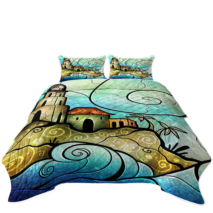 Stained Glass Coastal Art Morro Castle Quilts