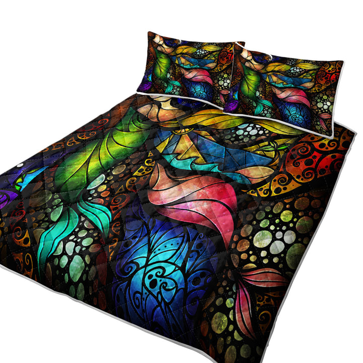 Stained Glass Colorful Abstract Art California King Quilt Sets