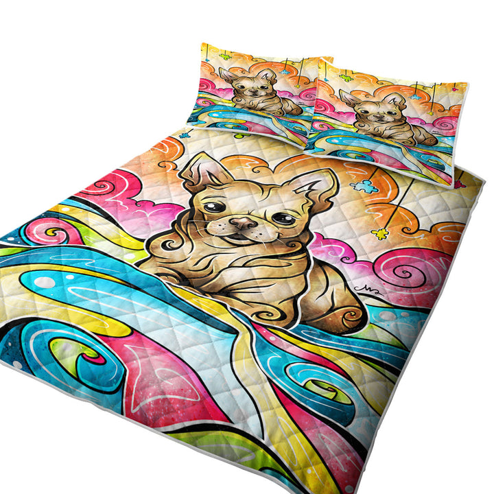 Stained Glass Colorful Art French Bulldog Coverlets