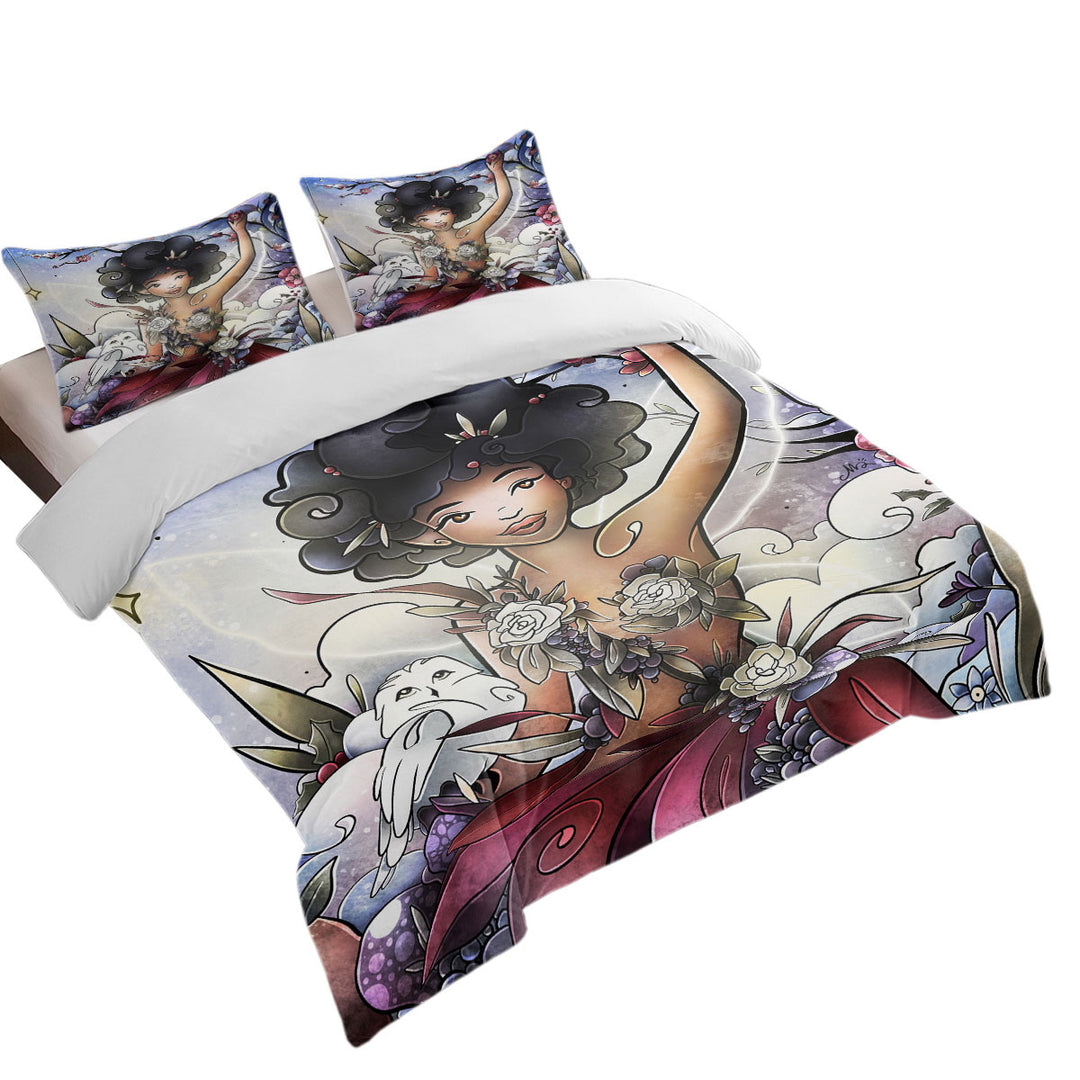 Stained Glass Four Seasons Eira the Winter Fairy Duvet Cover Queen