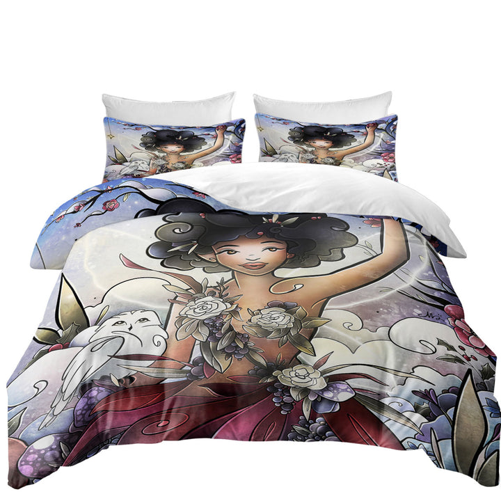 Stained Glass Four Seasons Eira the Winter Fairy Duvet Cover