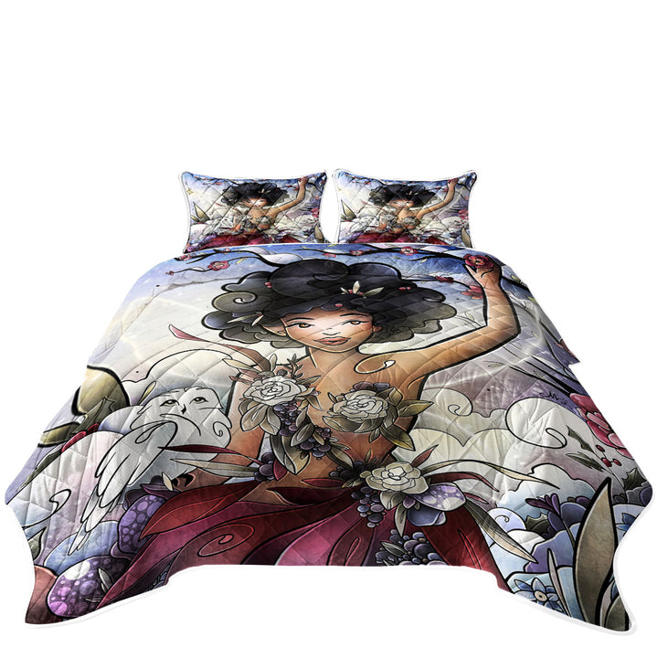 Stained Glass Four Seasons Eira the Winter Fairy Quilt