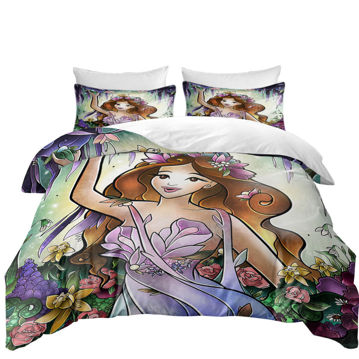 Stained Glass Four Seasons Flora the Spring Fairy Bed Covers