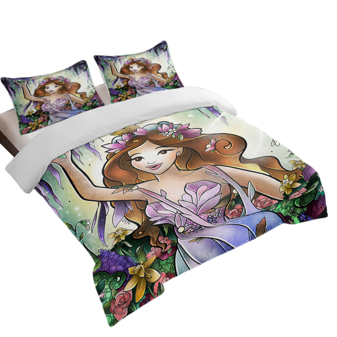 Stained Glass Four Seasons Flora the Spring Fairy Duvet Covers