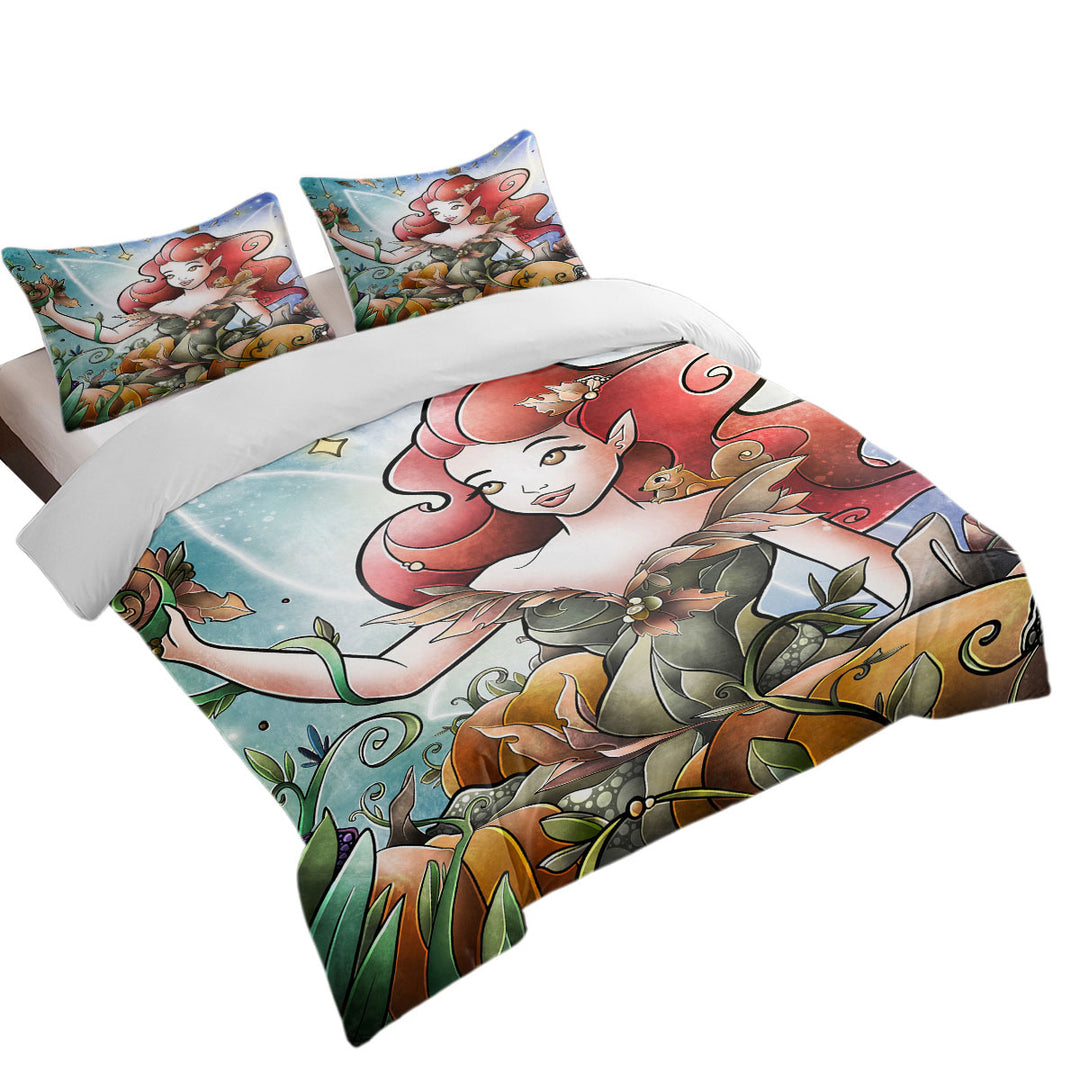 Stained Glass Four Seasons Hazel the Autumn Fairy Bed Covers