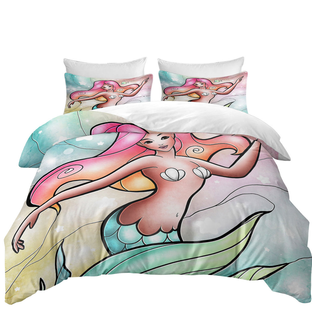 Stained Glass Kids Art Beautiful Mermaid Donna Covers