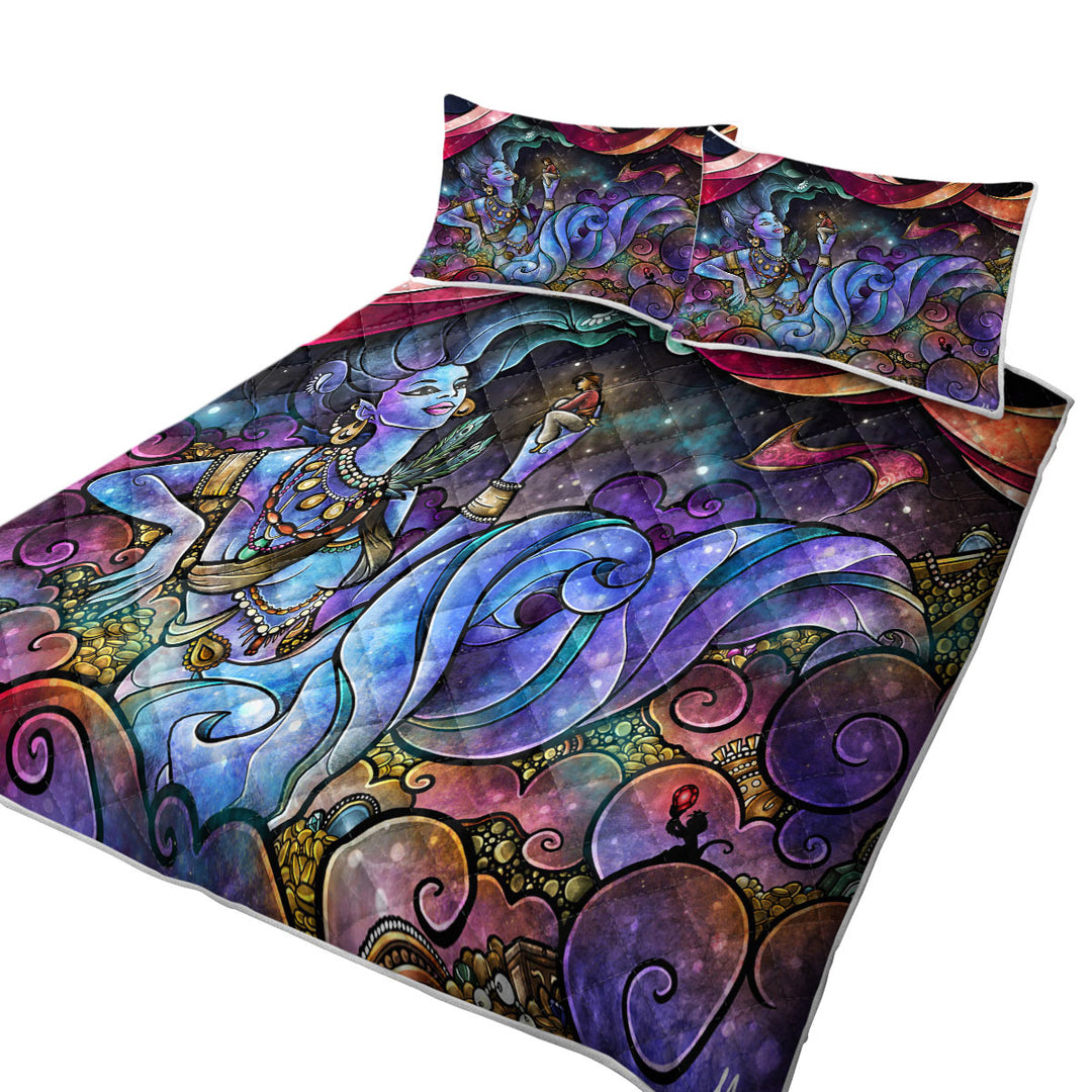 Stained Glass Kids Art Wishing For You Genie Twin Quilt