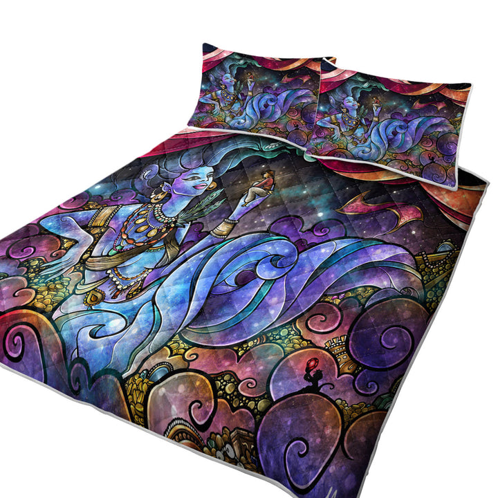 Stained Glass Kids Art Wishing For You Genie Twin Quilt