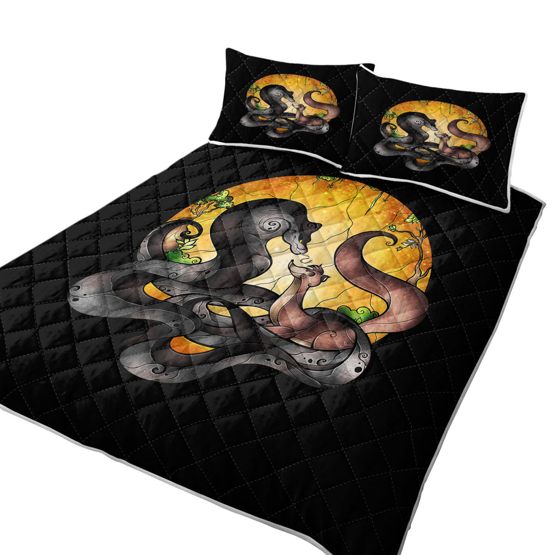 Stained Glass Kids Mongoose and Snake Rikki Tikki Bed Coverlet