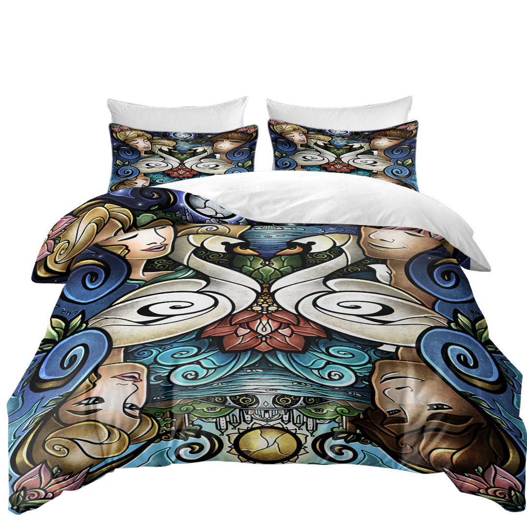 Stained Glass Love Prince and Princess Swan Lake Duvet Covers