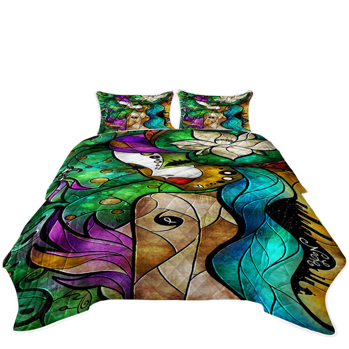 Stained Glass Nola the Tropical Flower Masked Girl Quilts