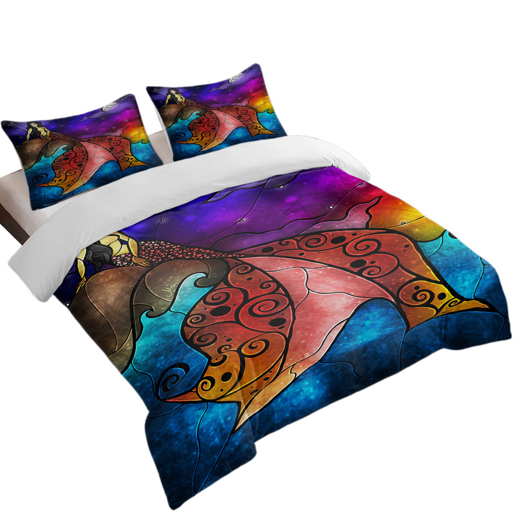 Stained Glass Ocean Fairy Tale The Little Mermaid Duvet Cover Queen