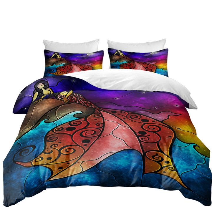 Stained Glass Ocean Fairy Tale The Little Mermaid Duvet Cover
