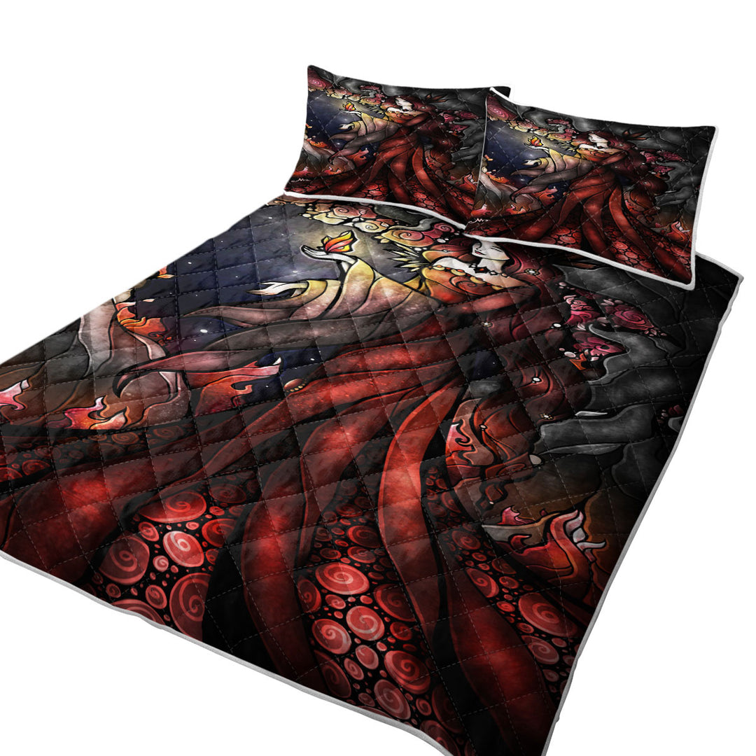 Stained Glass Once Upon A Dark Night Flaming Woman California King Quilt Sets