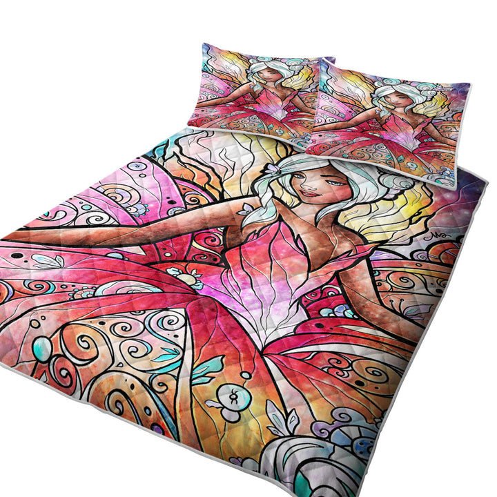 Stained Glass Pinkish Art the Sugar Plum Fairy Twin Quilt