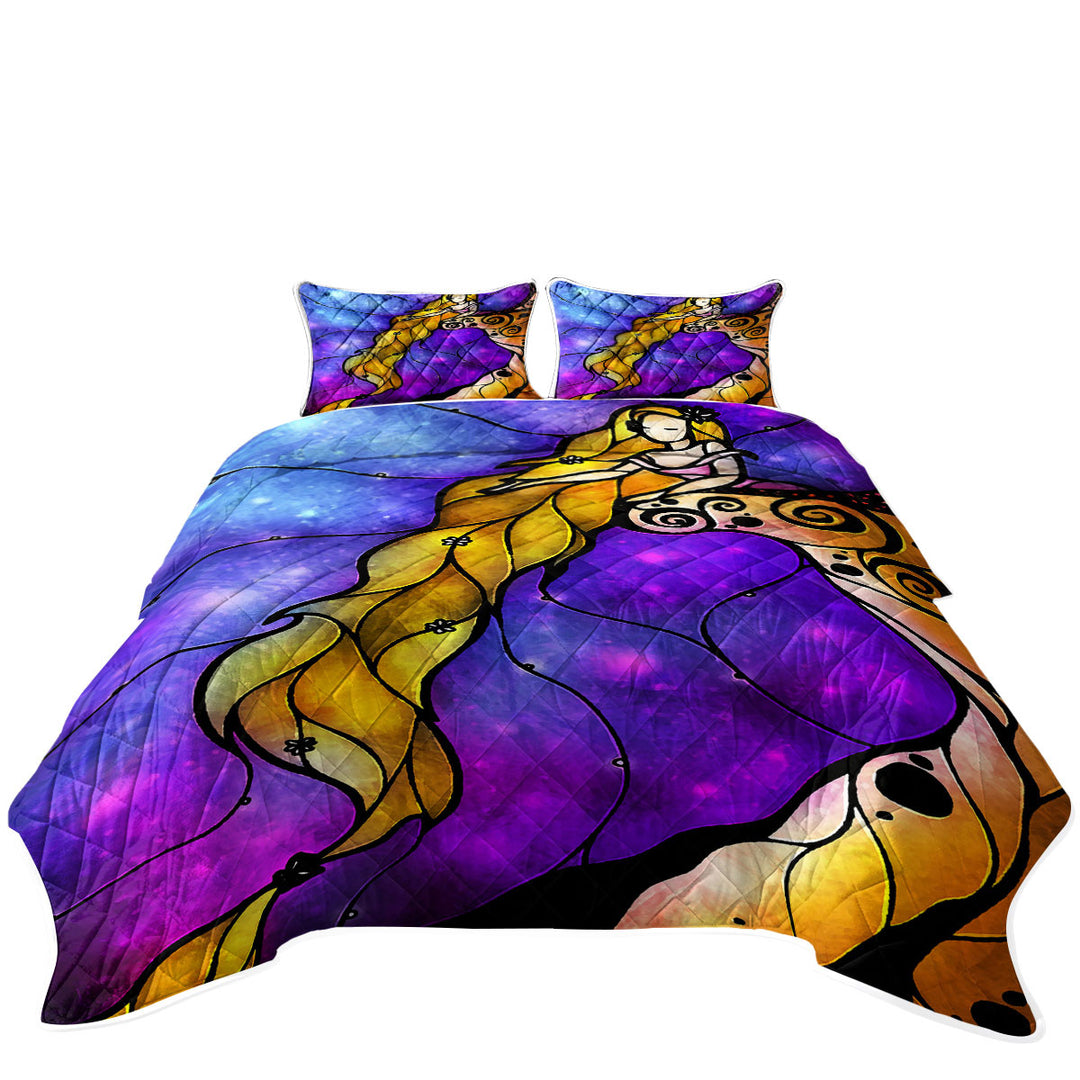 Stained Glass Purple Art Fairy Tale Rapunzel Quilts